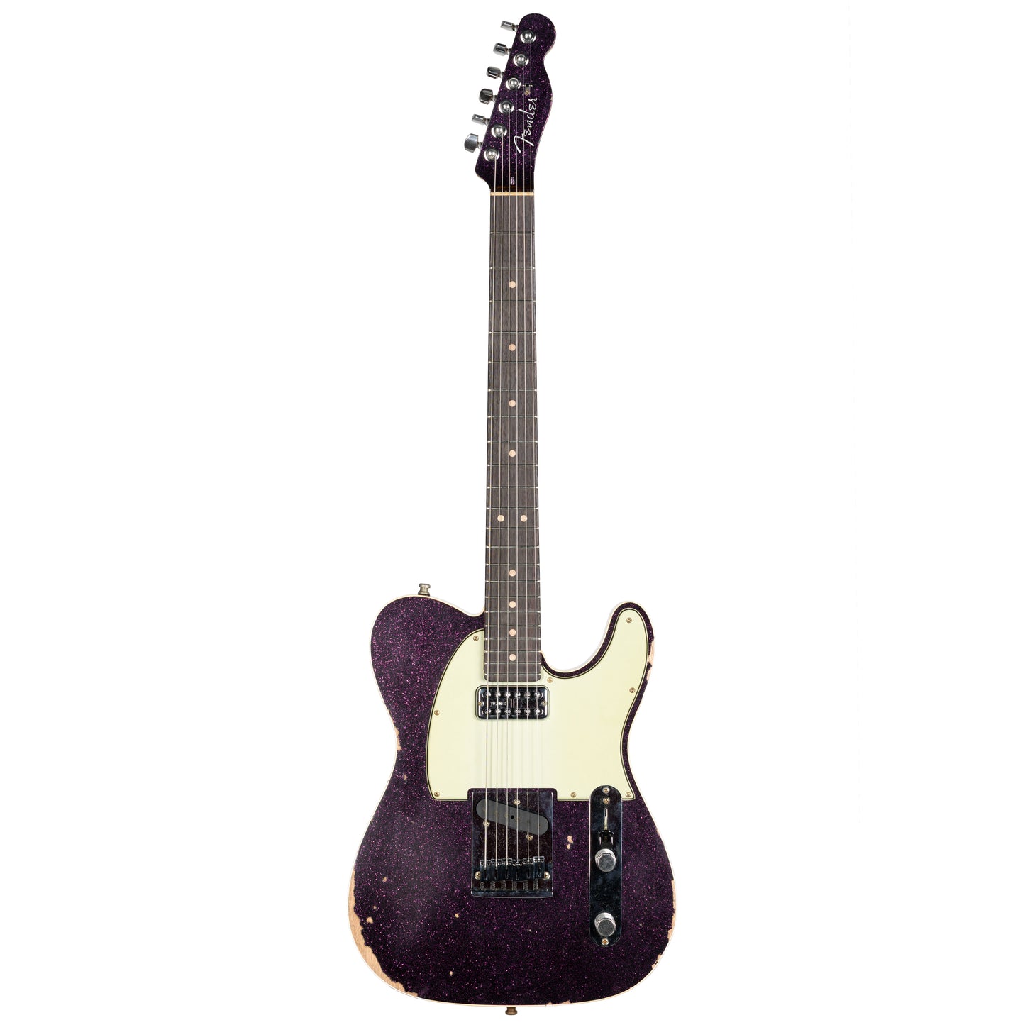 Fender Custom Shop Dual Stack HS Telecaster Relic - Magenta Sparkle Top with Natural Body
