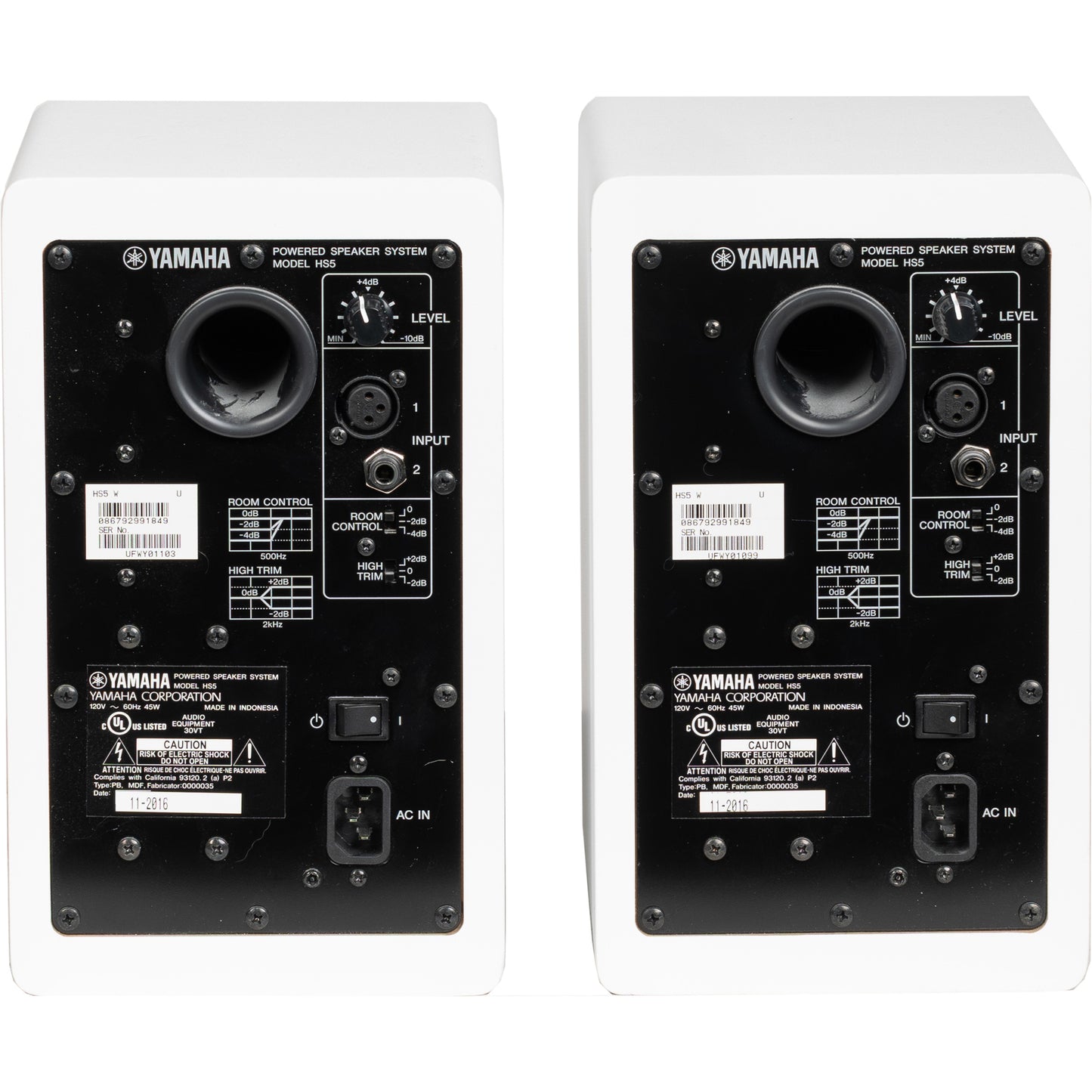 Yamaha HS5 Powered Studio Monitor Pair - White