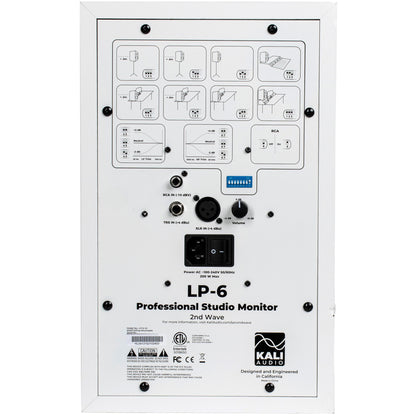 KALI AUDIO LP-6W V2 6.5" Project Lone Pine Powered Studio Monitors - Low-Noise Bi-Amped Professional Studio Speakers for Music Production - 80W, 115dB Max SPL - TRS, RCA, XLR Inputs - Single, White