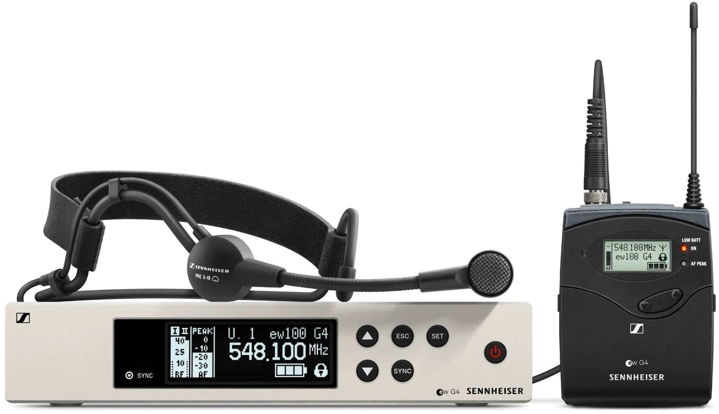 Sennheiser EW 100-ME3 Wireless Cardioid Headset Microphone System - A Band