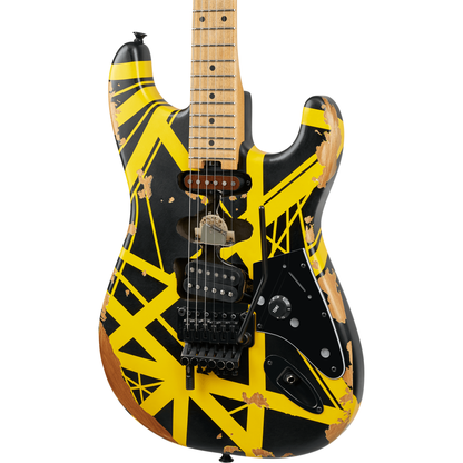 EVH Limited Edition Striped Series Frankenstein Frankie Electric Guitar - Aged Black with Yellow Stripes