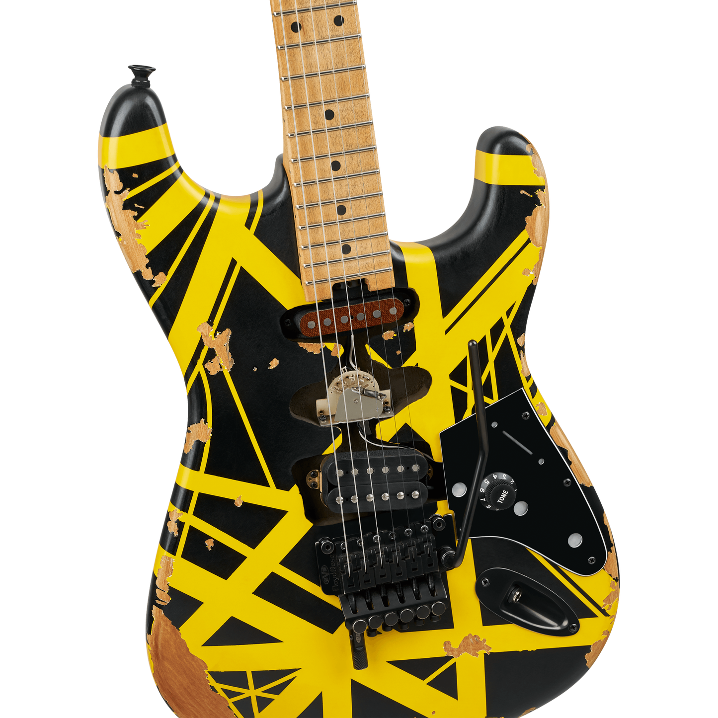 EVH Limited Edition Striped Series Frankenstein Frankie Electric Guitar - Aged Black with Yellow Stripes