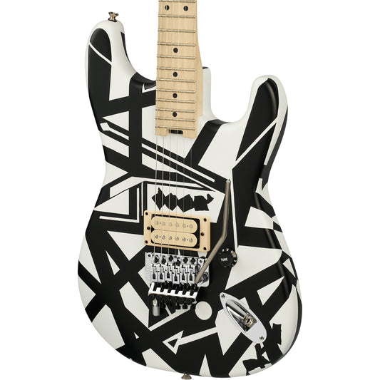 EVH Striped Series Shapes Electric Guitar - Maple Fingerboard, White and Black