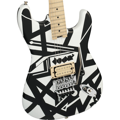 EVH Striped Series Shapes Electric Guitar - Maple Fingerboard, White and Black
