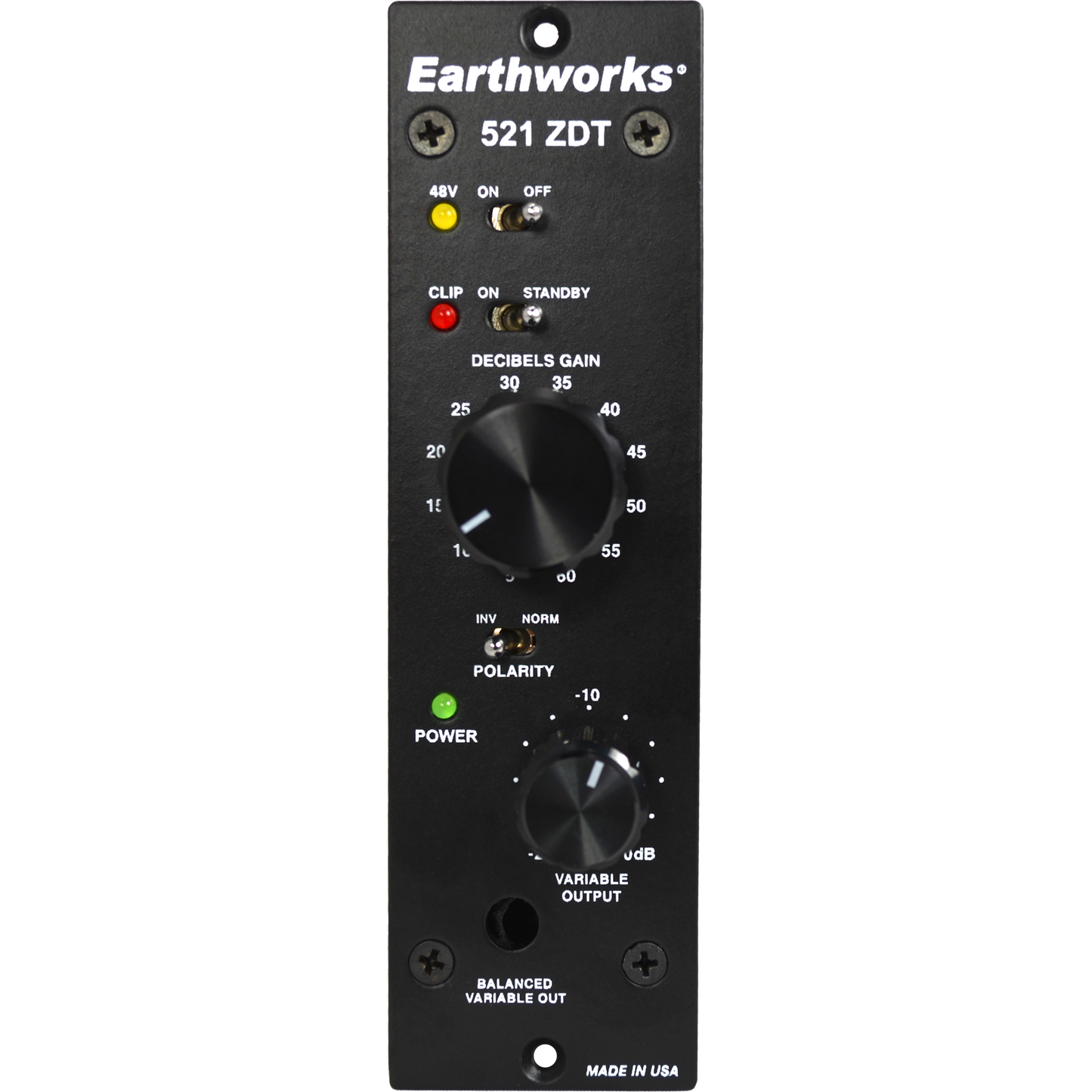 Earthworks 521 ZDT Single Channel Microphone Preamp 500 Series Unit
