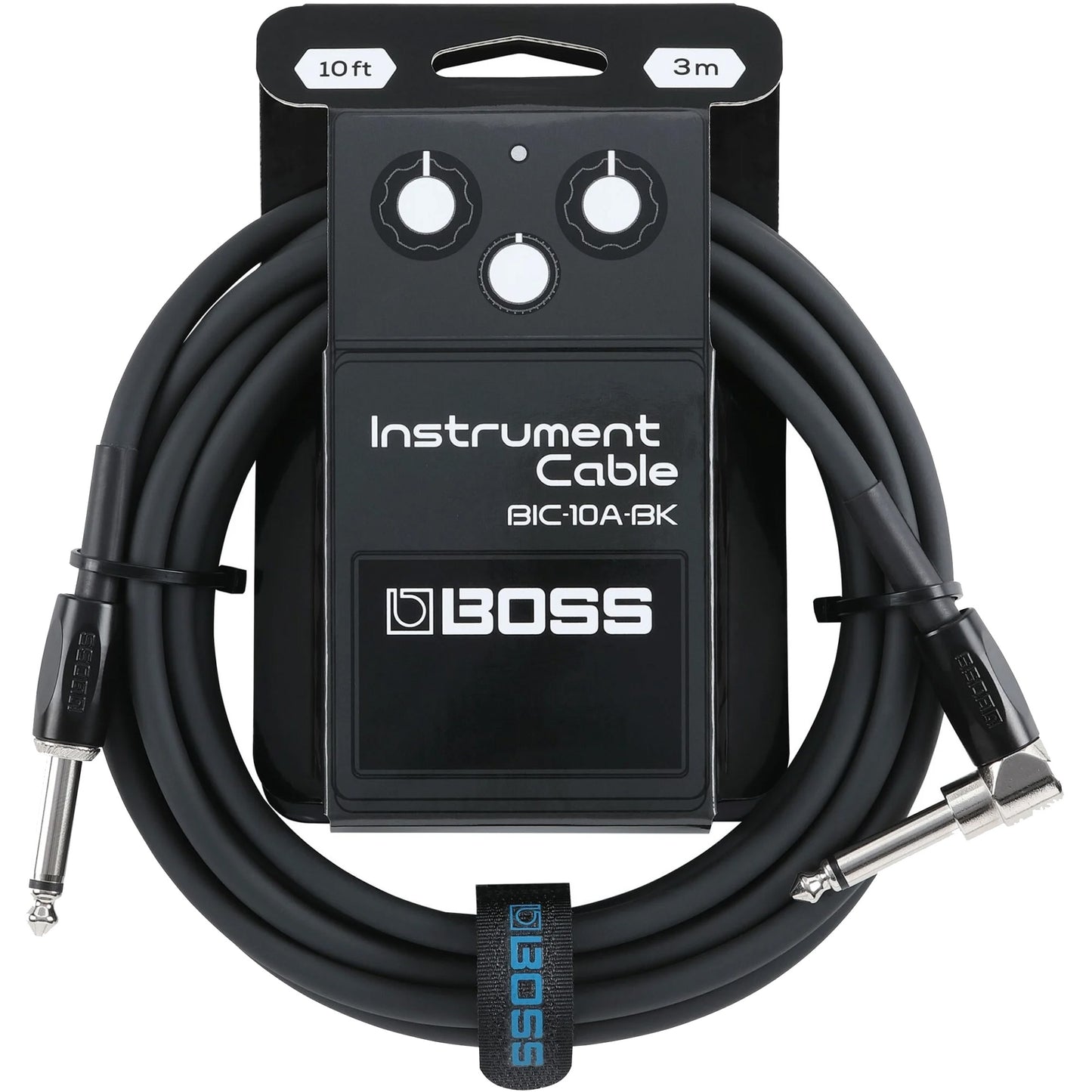 Boss 10ft/3m Instrument Cable Black, Straight/Angled