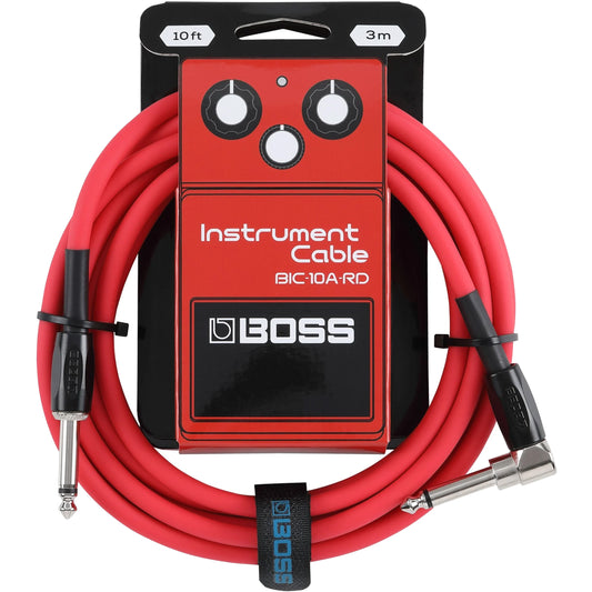 Boss 10ft/3m Instrument Cable Red, Straight/Angled