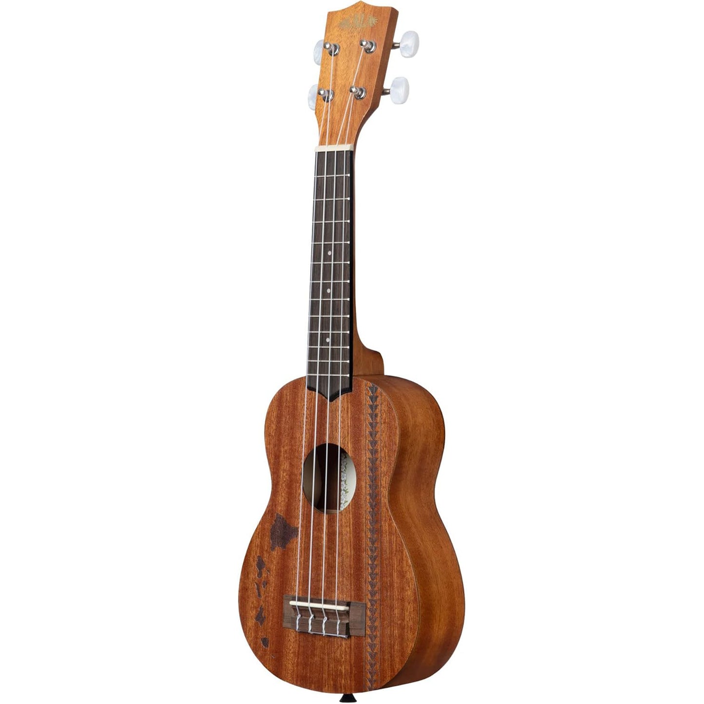 Kala KA-15S-H2 Satin Mahogany Soprano Ukulele - Hawaiian Islands & Tattoo