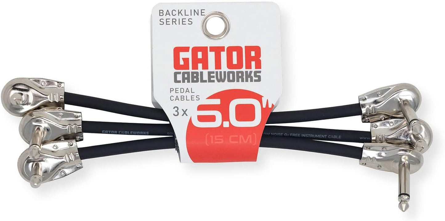 Gator Backline Series 3-Pack - 6” Straight to Right Angle Patch Cables