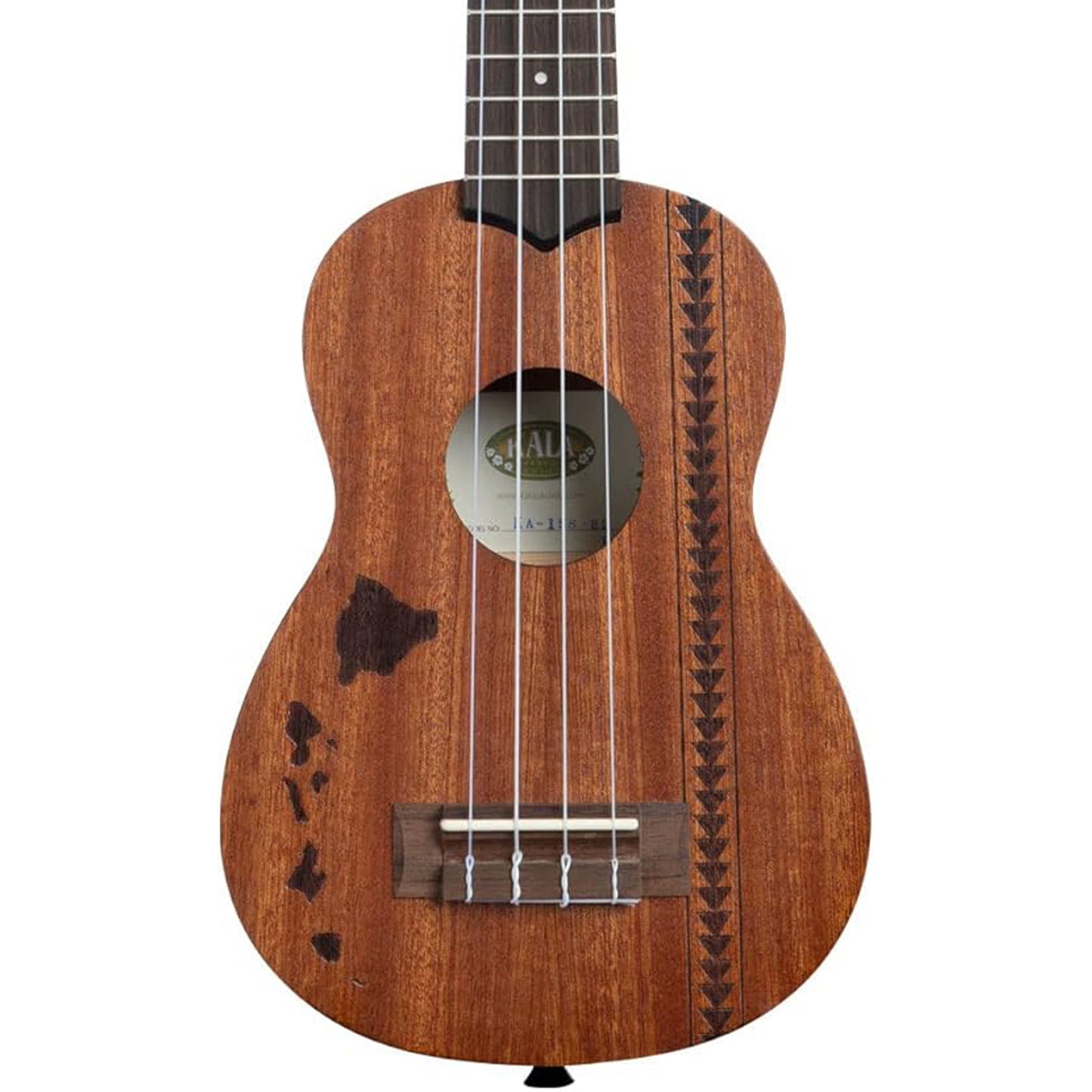 Kala KA-15S-H2 Satin Mahogany Soprano Ukulele - Hawaiian Islands & Tattoo