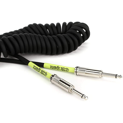 Ernie Ball 30' Coiled Straight / Straight Instrument Cable - Black