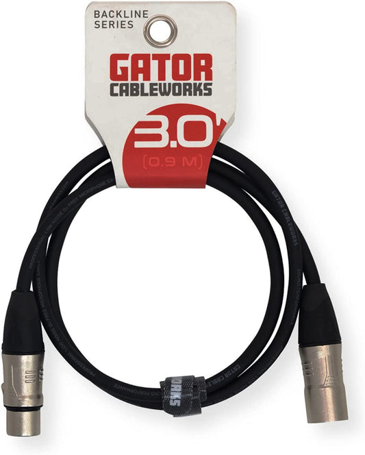 Gator CBW-BKLXLR-CBLE-3 Backline 3 Foot XLR Microphone Cable