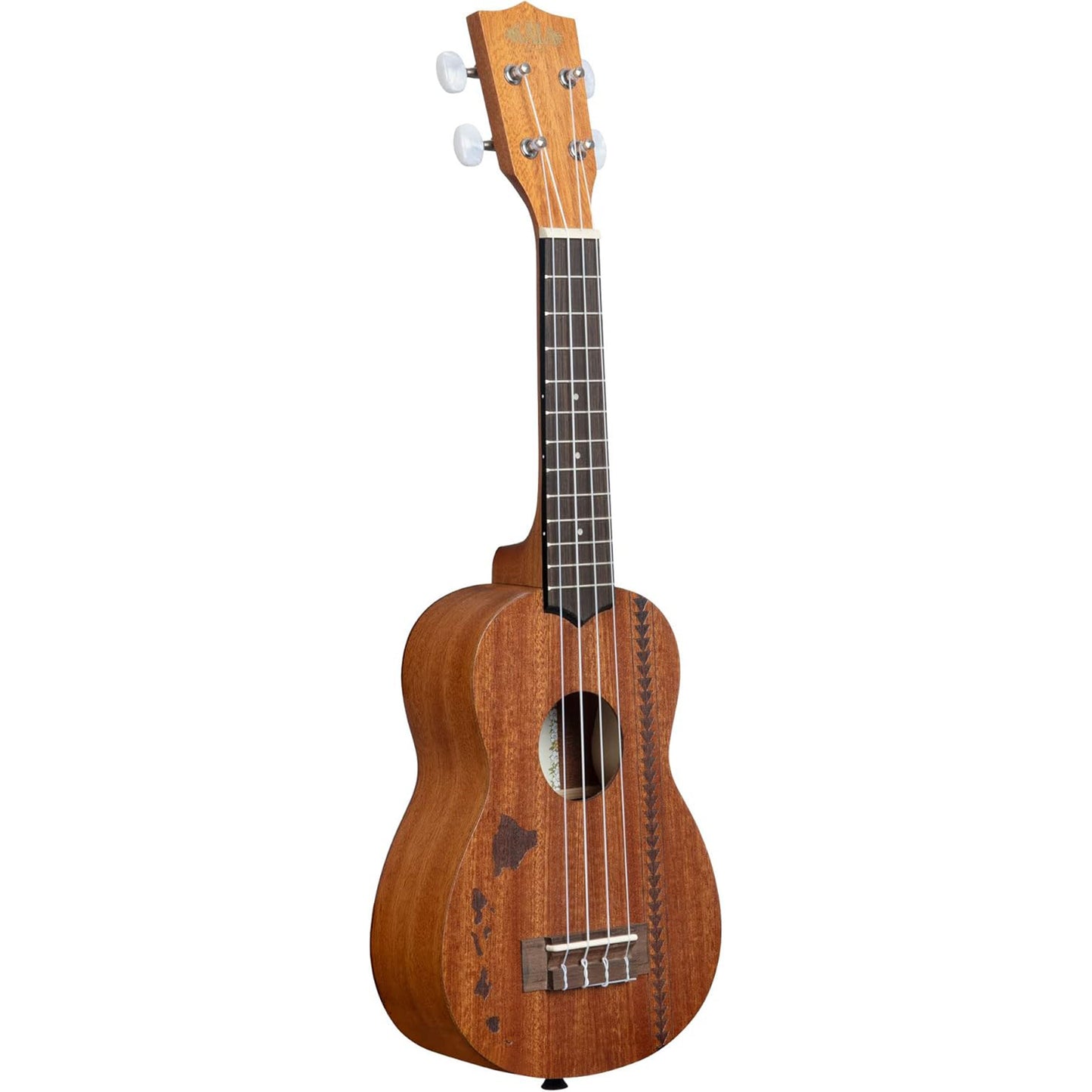 Kala KA-15S-H2 Satin Mahogany Soprano Ukulele - Hawaiian Islands & Tattoo