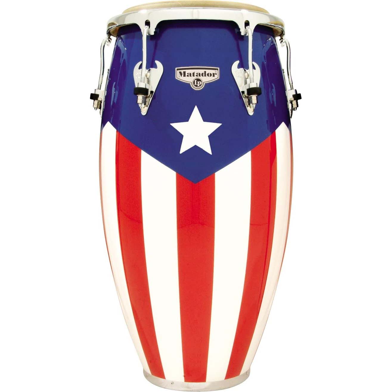 Latin Percussion Matador Wood Puerto Rican Flag Tumbadora