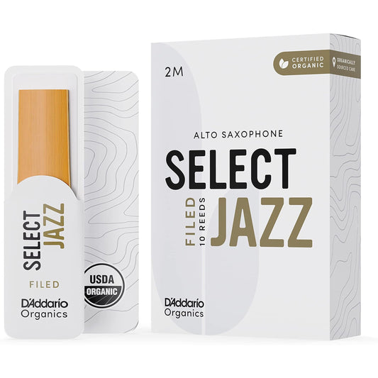 D'Addario Organic Select Jazz Filed Alto Sax Reeds - 2 Medium, 10 Pack