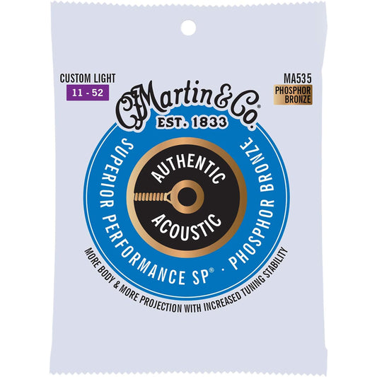 Martin MA535 Authentic Acoustic Strings 92-8 Phosphor Bronze, Custom Light