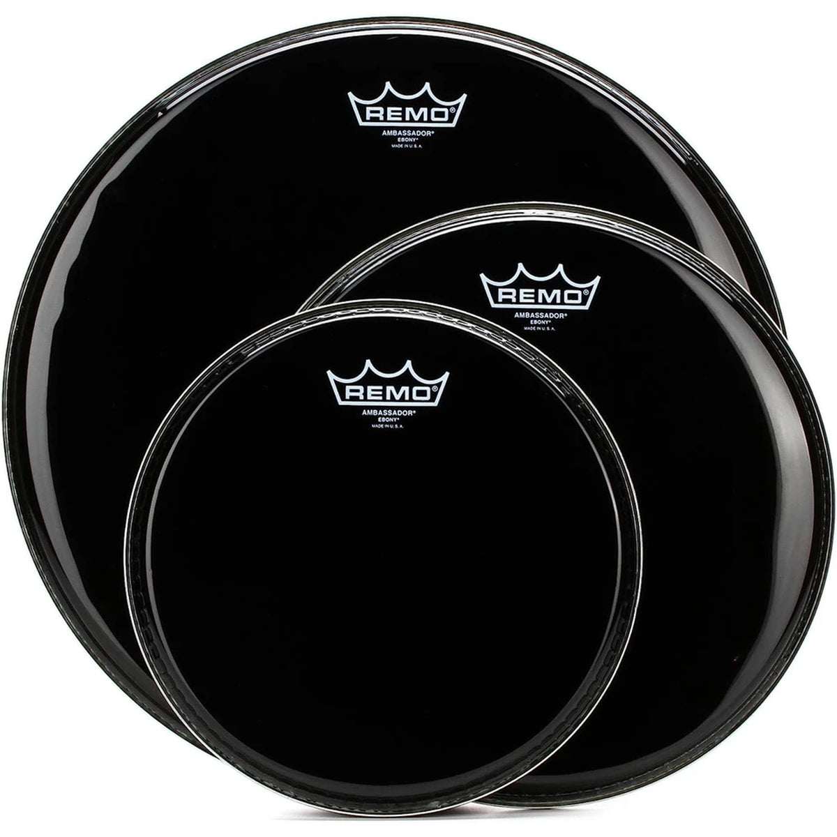 Remo Ambassador Ebony 3 Piece Tom Pack - 10/12/16