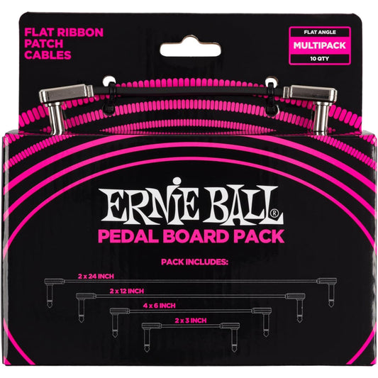 Ernie Ball P06224 Flat Ribbon Patch Cables Pedalboard Multi-Pack - Black