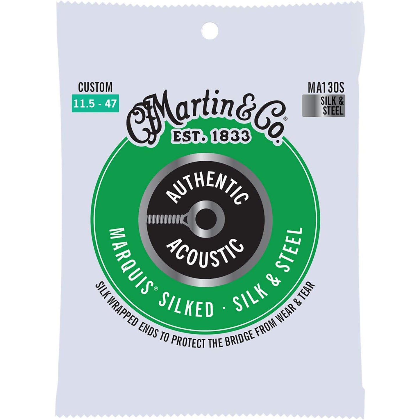 Martin MA130S Authentic Acoustic Marquis® Silked Guitar Strings, Silk & Steel, Custom