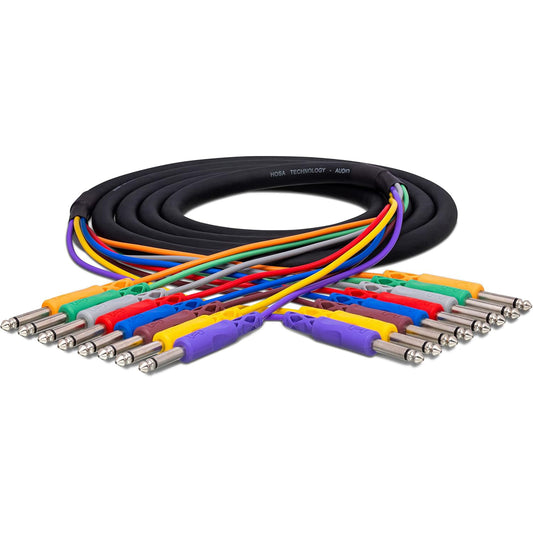 Hosa CPP-890 8pc Patch Cables 1/4"" TS to TS 3ft