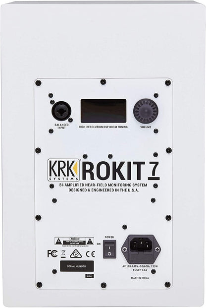 KRK RP7 Rokit 7 G4 Professional Bi-Amp 7" Powered Studio Monitor, White Noise