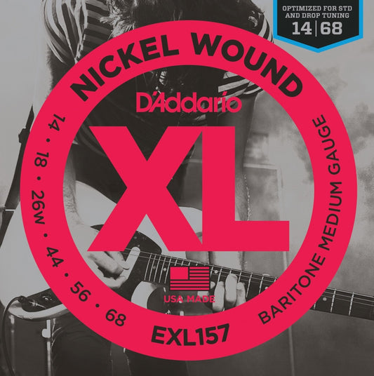 D’Addario EXL157 Nickel Wound Electric Guitar Strings - Baritone Medium, 14-68