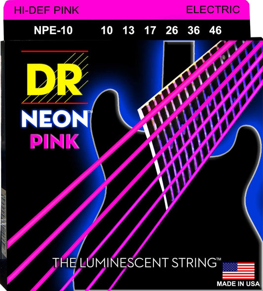 DR NPE-10 Pink Neon Guitar Strings Medium