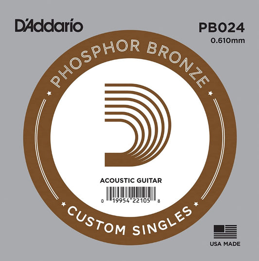 D'Addario .024 Phosphor Bronze Wound Acoustic Guitar Single String