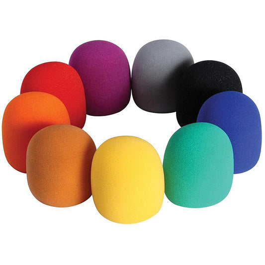 On-Stage ASWS58C9 Multi-Color Microphone Windscreens, 9 Pack
