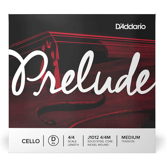D'Addario J1012 4/4M Prelude Cello Single D String, 4/4 Scale, Medium Tension