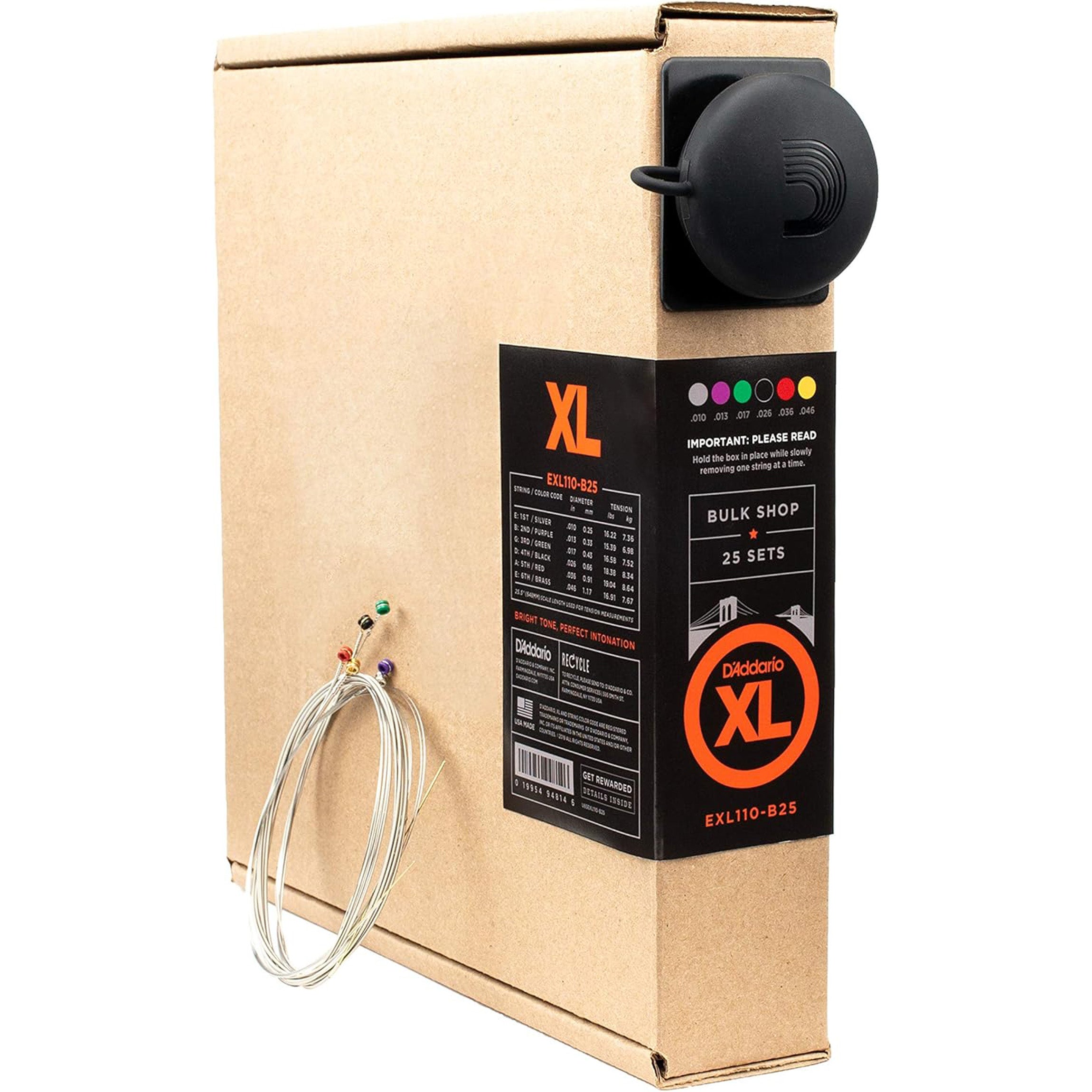 Bulk String D'Addario XL Nickel Electric Guitar String Bulk 25-Pack - 6-String 10 ...
