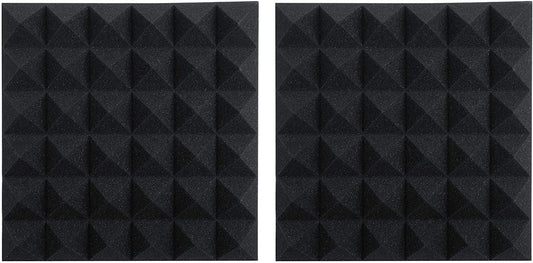 Gator Frameworks 2” Thick Acoustic Foam Pyramid Panels 12”x12” - Charcoal 2 Pack