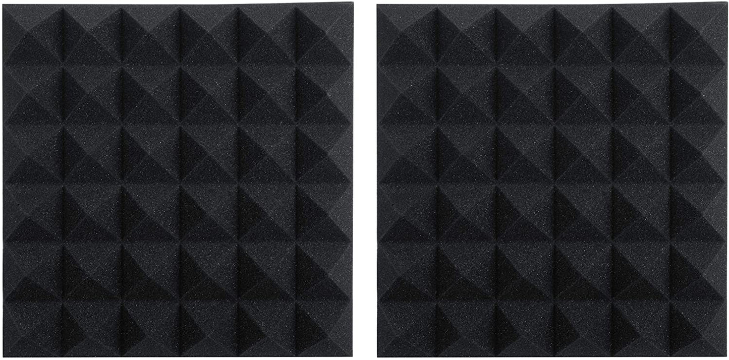 Gator Frameworks 2” Thick Acoustic Foam Pyramid Panels 12”x12” - Charcoal 2 Pack