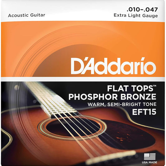 D'Addario Flat Tops Phosphor Bronze Strings EFT15, 10-47