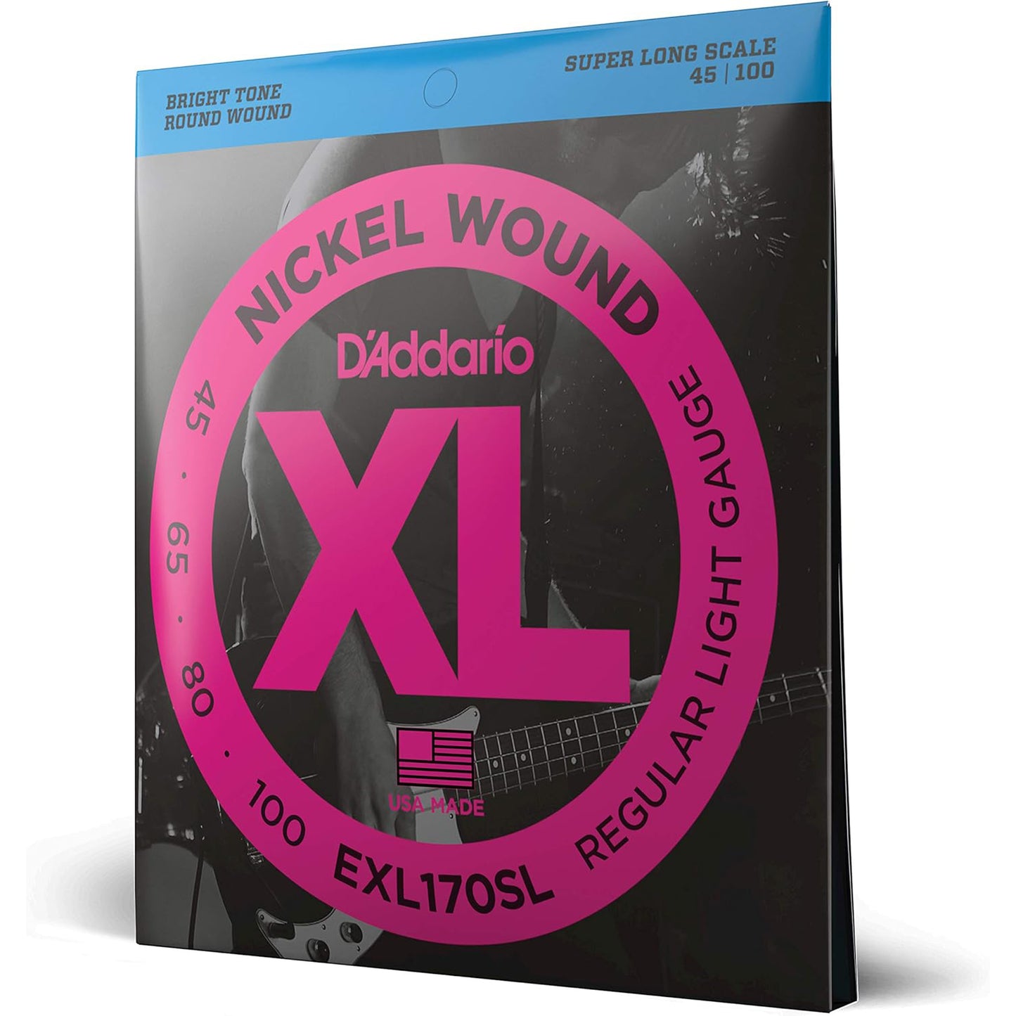 D'Addario EXL170S Short Scale Nickel Bright Round Wound Electric Bass Strings
