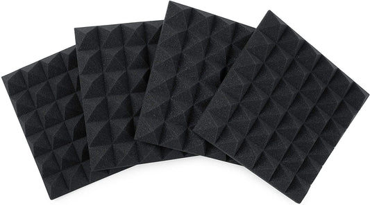 Gator 2” Thick Acoustic Foam Pyramid Panels 12”x12” - Charcoal (4) Pack