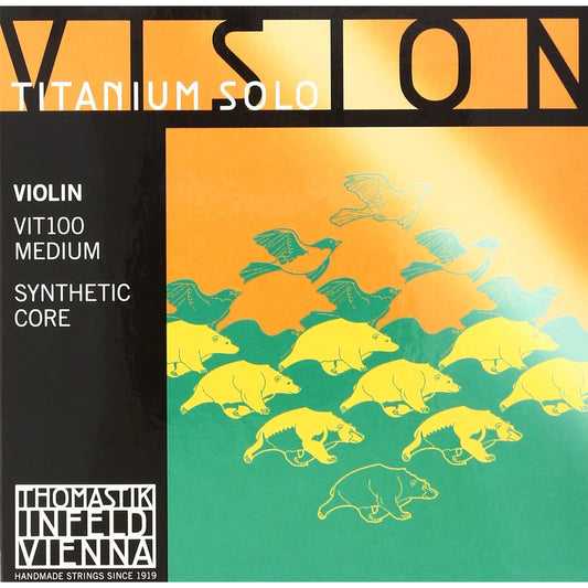 Thomastik VIT100 Vision Titanium Solo Violin Strings Set, Titanium 4/4 Size