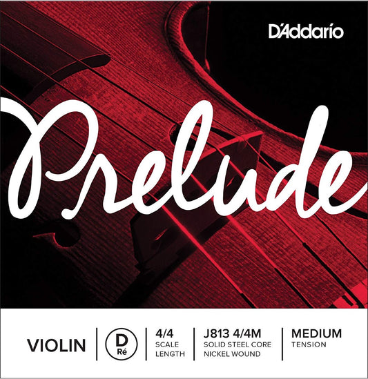 D'Addario Prelude Violin Single D String, 4/4 Scale, Medium Tension