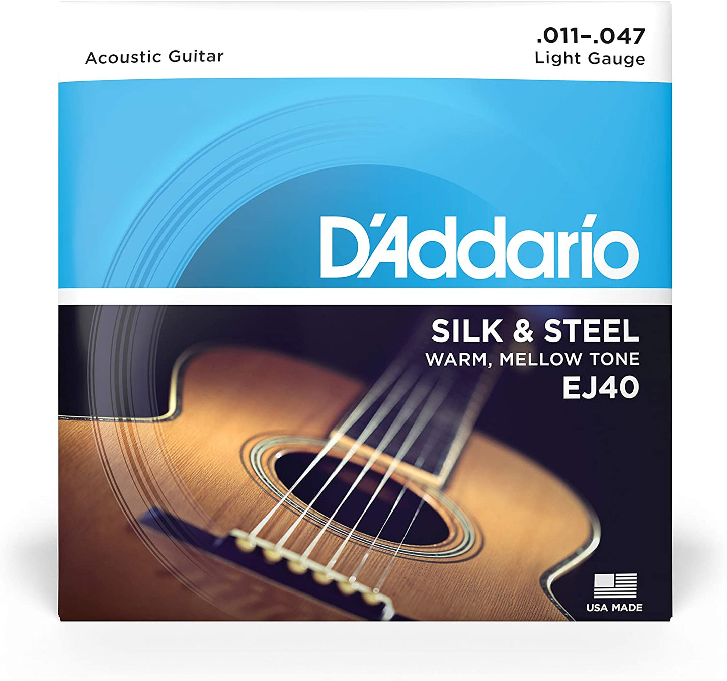 D’Addario EJ40 Silk and Steel Acoustic Guitar Strings Light 11-47