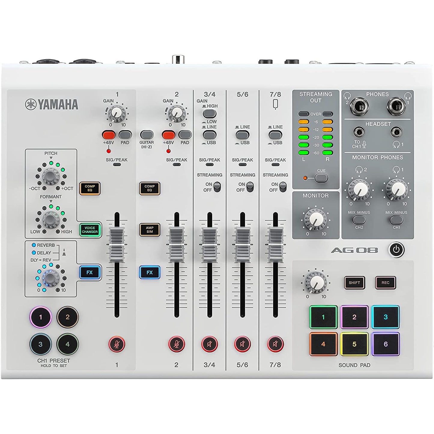 Yamaha AG08 All-In-One Live Streaming Mixer - White