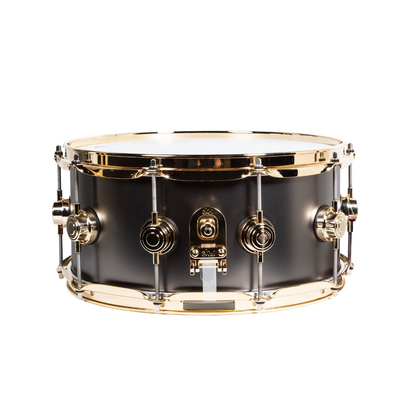 Drum Workshop Satin Black Nickel Over Brass 6.5x14 Snare with Gold Hardware