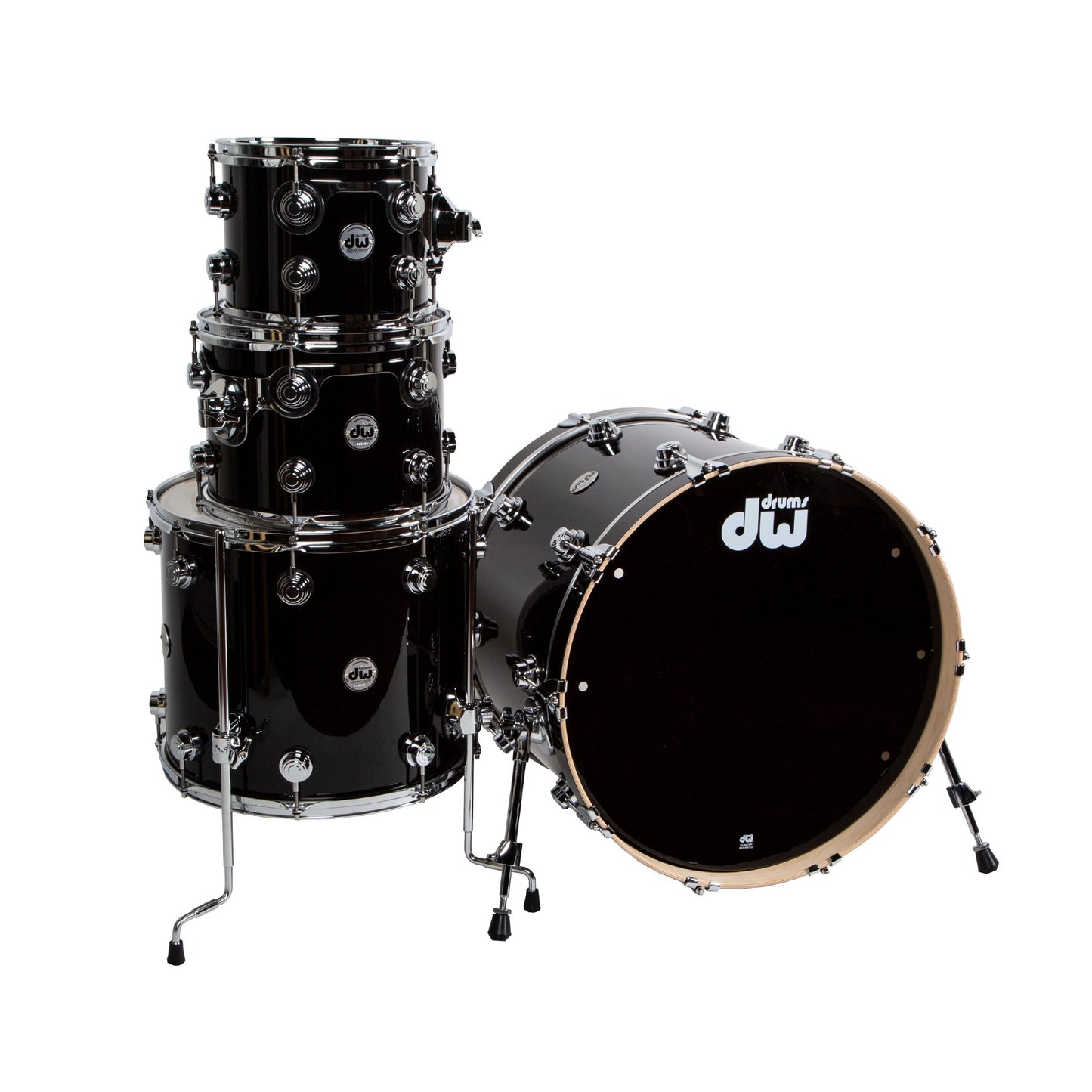 Drum Workshop Collectors Series 333 Shell Kit - Gloss Black Finish Ply