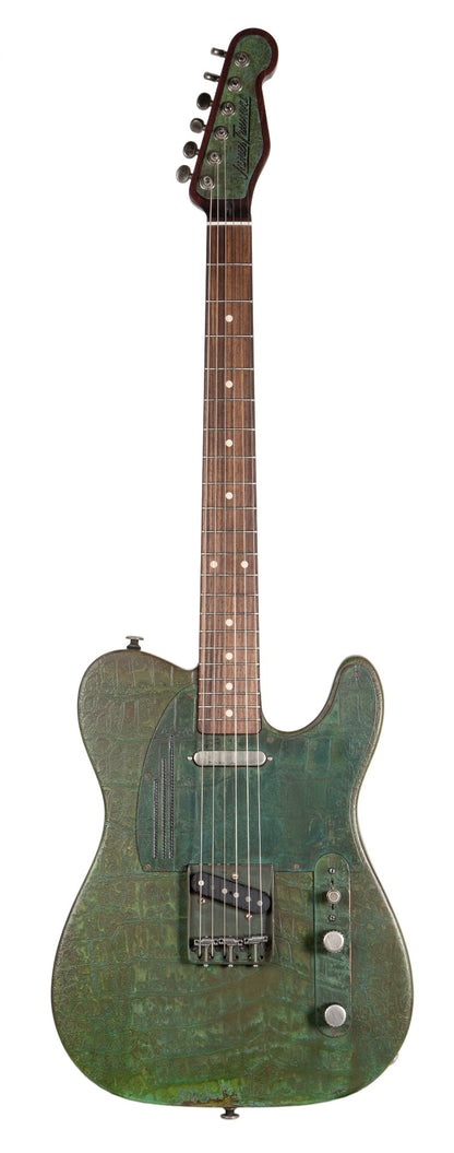 Trussart Steelcaster Electric Guitar in Titanic Green Gator Engraved