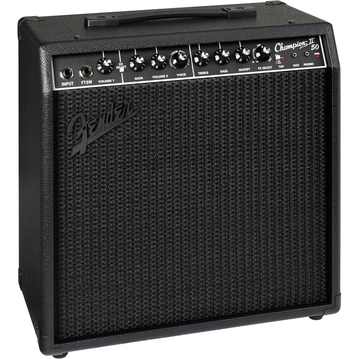 Fender Champion II 50 Blackout Guitar Combo Amplifier, 50W, 120V