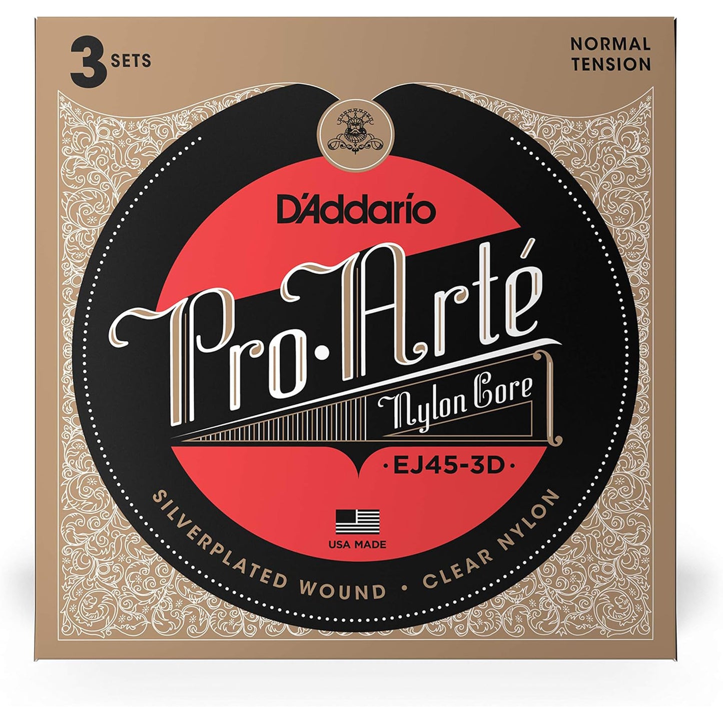 D'Addario EJ45-3D Pro-Arte Classical Guitar Strings Normal Wound - 3-Pack