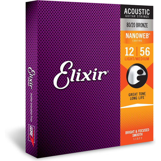 Elixir 11077 Nanoweb 80/20 Bronze Acoustic Strings