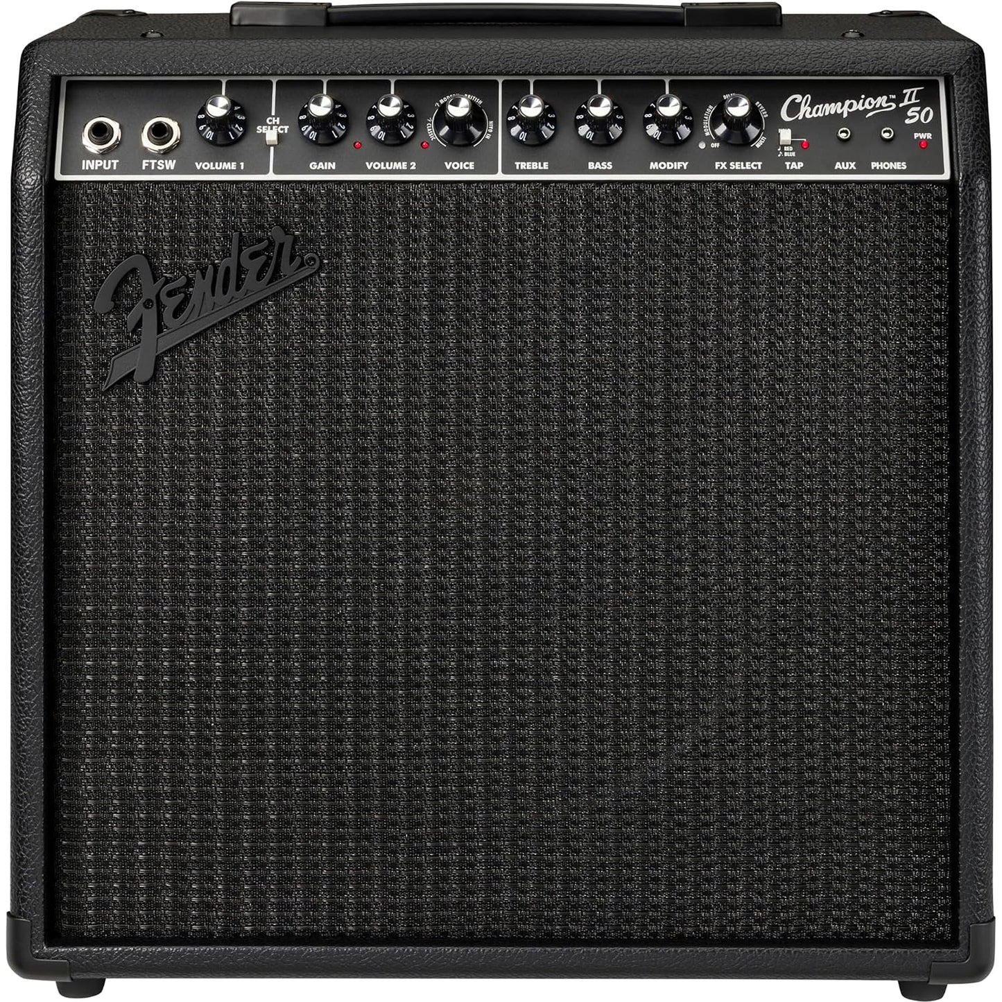 Fender Champion II 50 Blackout Guitar Combo Amplifier, 50W, 120V