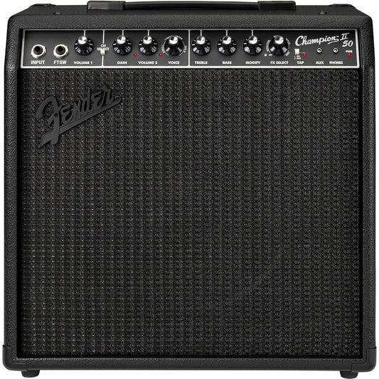 Fender Champion II 50 Blackout Guitar Combo Amplifier, 50W, 120V