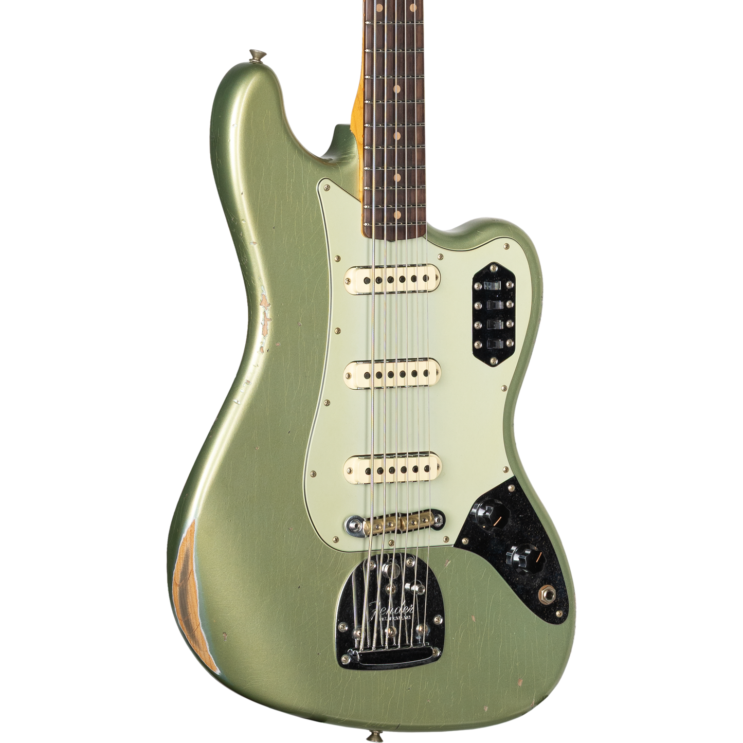 Fender Custom Shop B5 66 Bass VI Relic - Super Faded Aged Sage Green Metallic