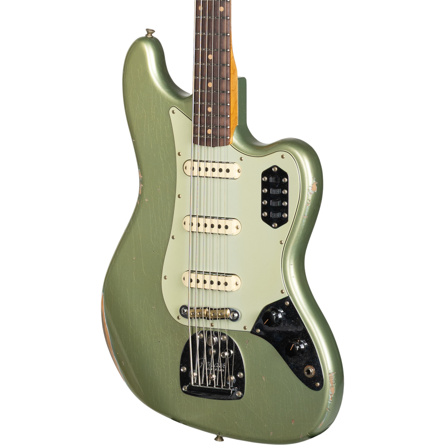 Fender Custom Shop B5 66 Bass VI Relic - Super Faded Aged Sage Green Metallic
